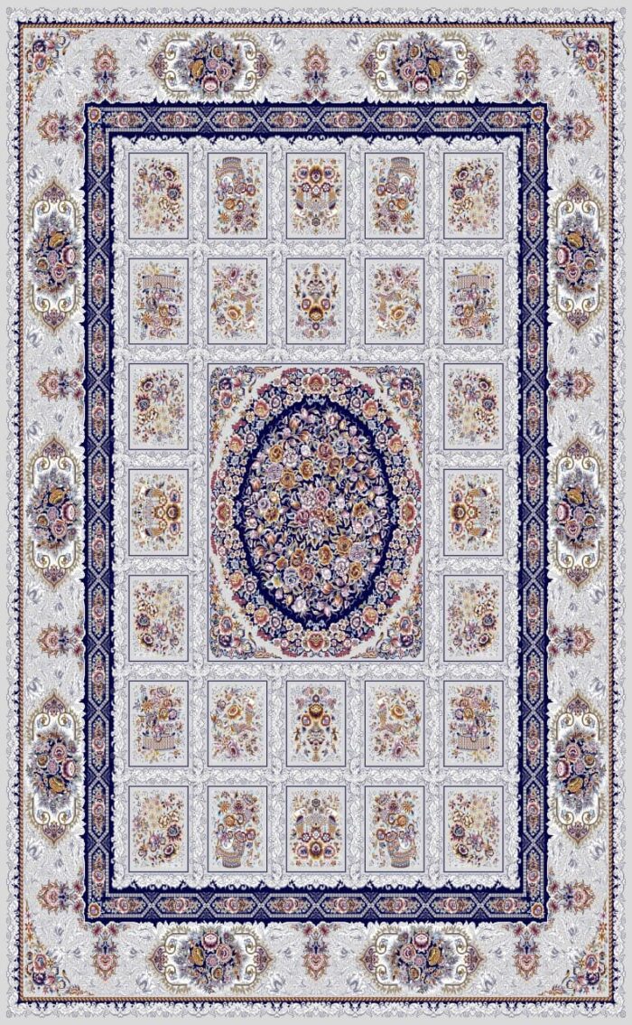 Kashan Tandis Carpet - Silver Ava Design