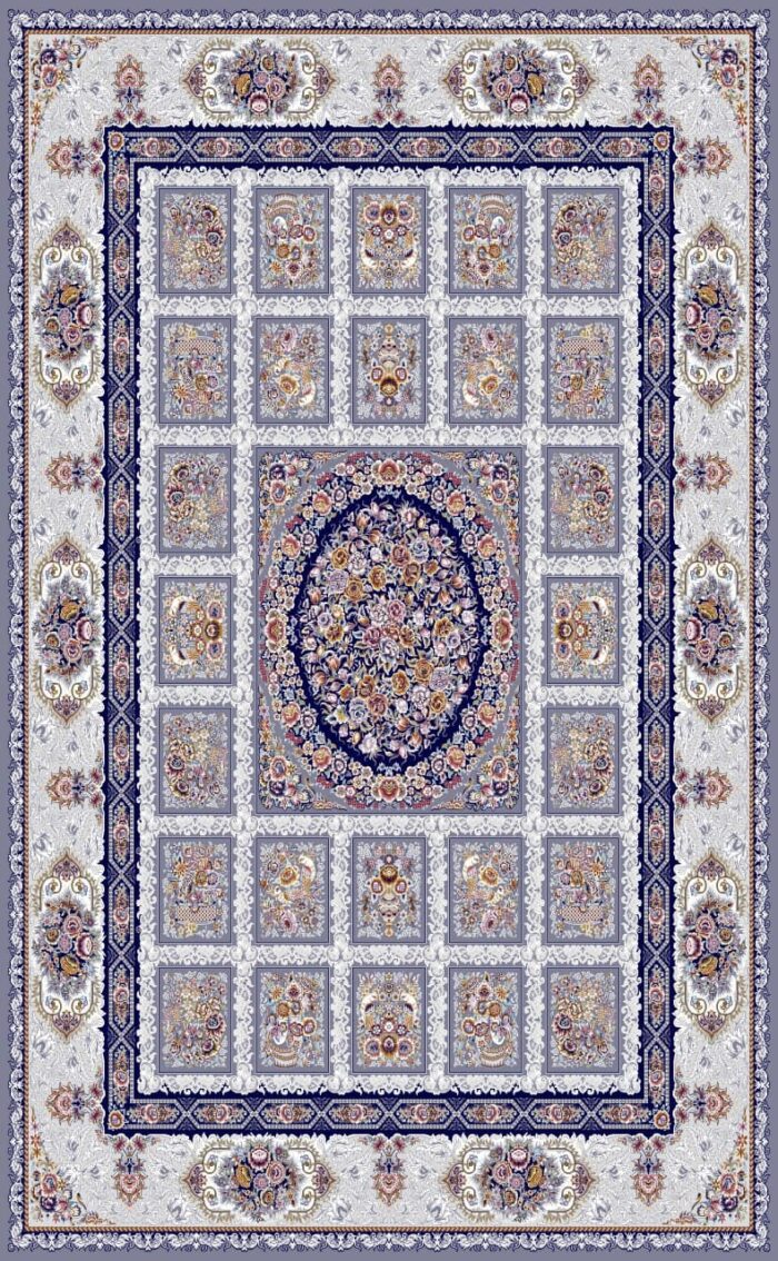 Kashan Tandis Carpet - Gray blue Ava Design